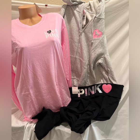 NEW VICTORIAS SECRET PINK “ORIGINALS” 2PC RARE SET ZIP HOODIE & JOGGERS 🔥 - Picture 8 of 8